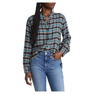 NWOT Rails Andie Plaid Ruffle Accent Flannel Button-Up Shirt